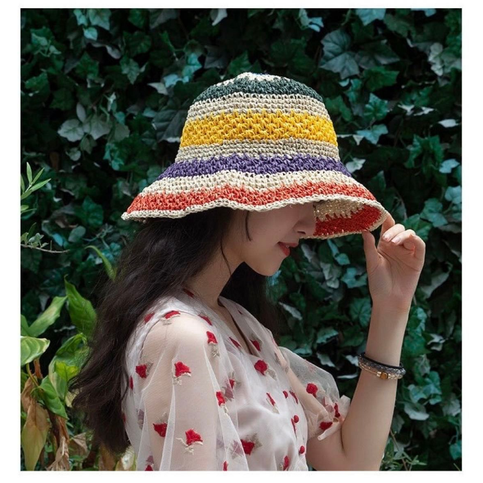 Colorful rainbow beanie hat to avoid the sun! Vacation hat
