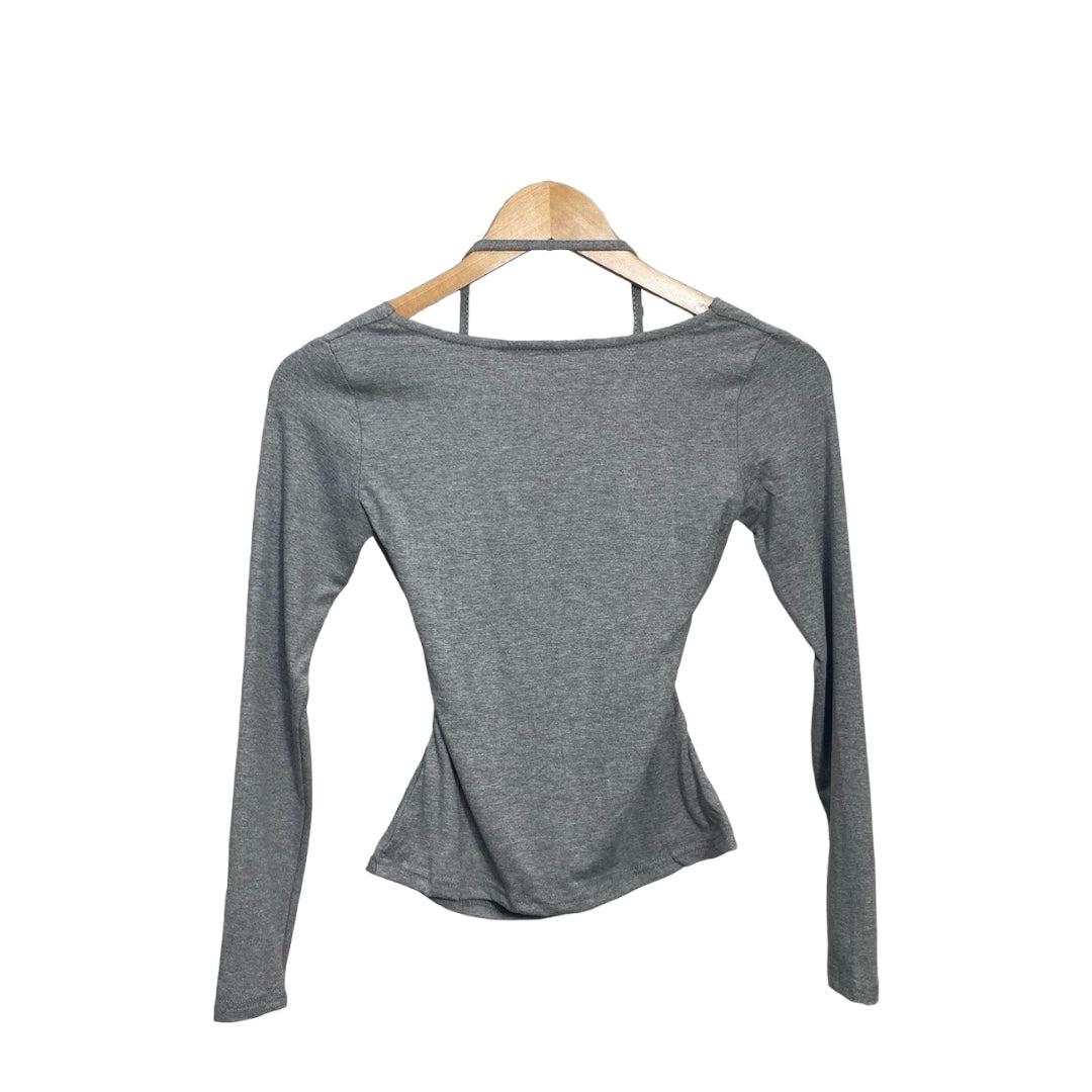 Korean Style Draped Neck Slim Fit Long Sleeve Top for Women