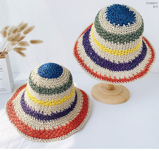 Colorful rainbow beanie hat to avoid the sun! Vacation hat