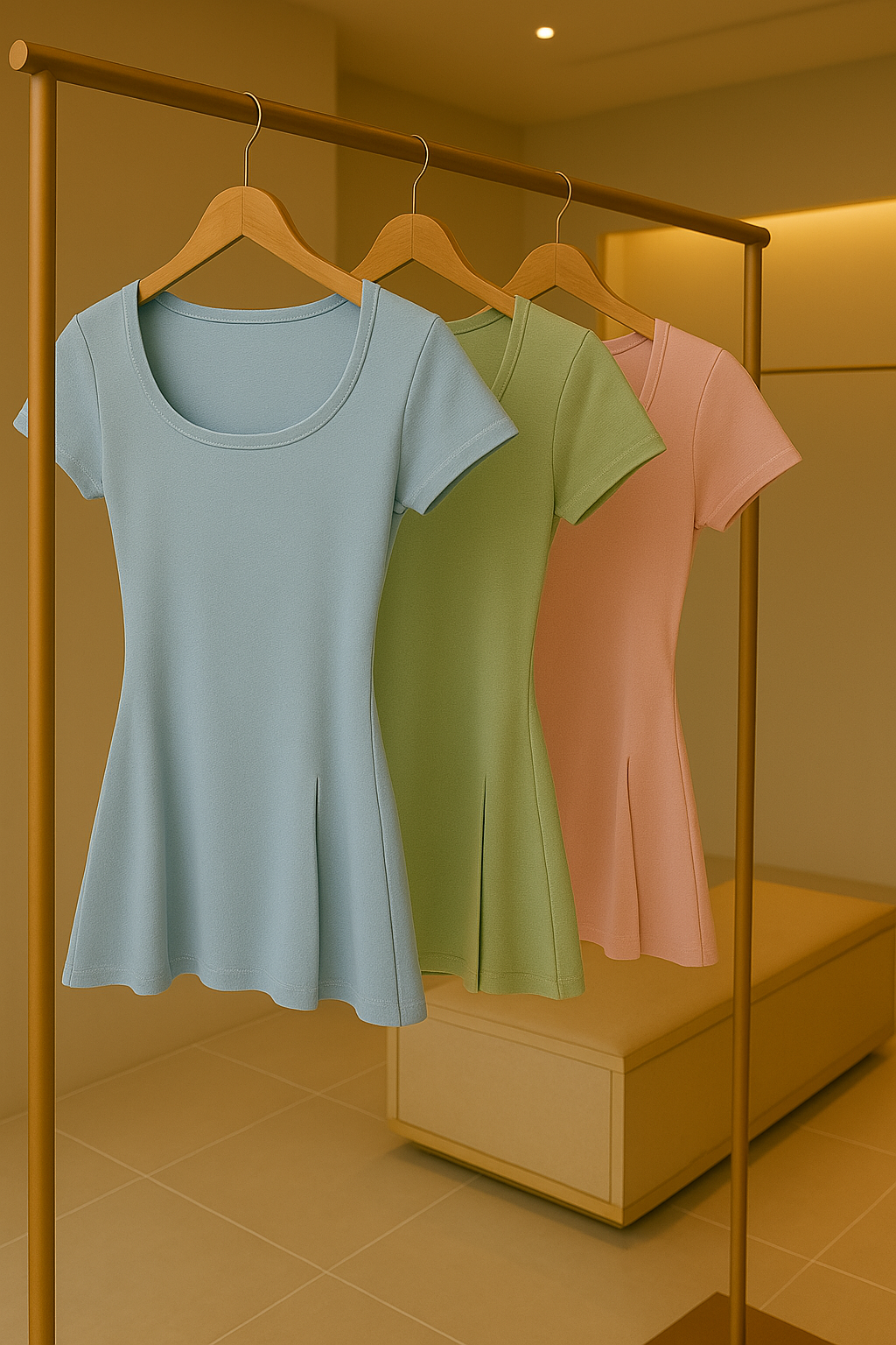 Korean Style Flare Hem Slim Fit Short Sleeve Top for Women