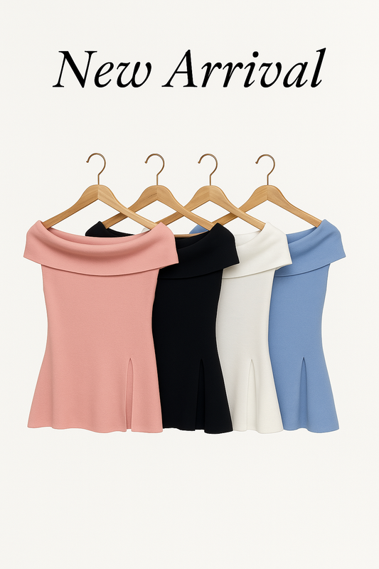 Soft off-shoulder mini dress in 4 colors.