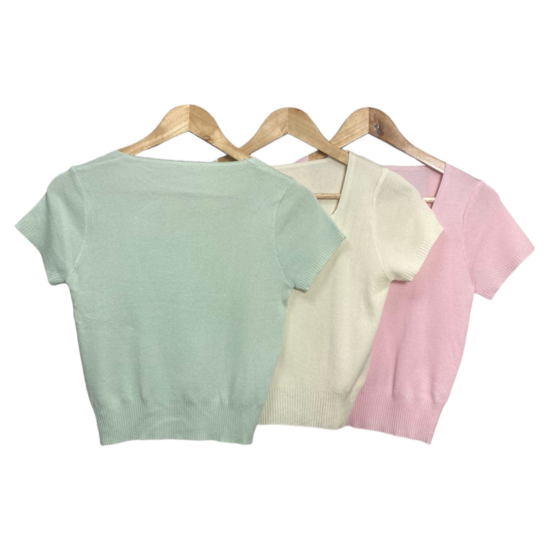 Square Neck Knit Top 3 color