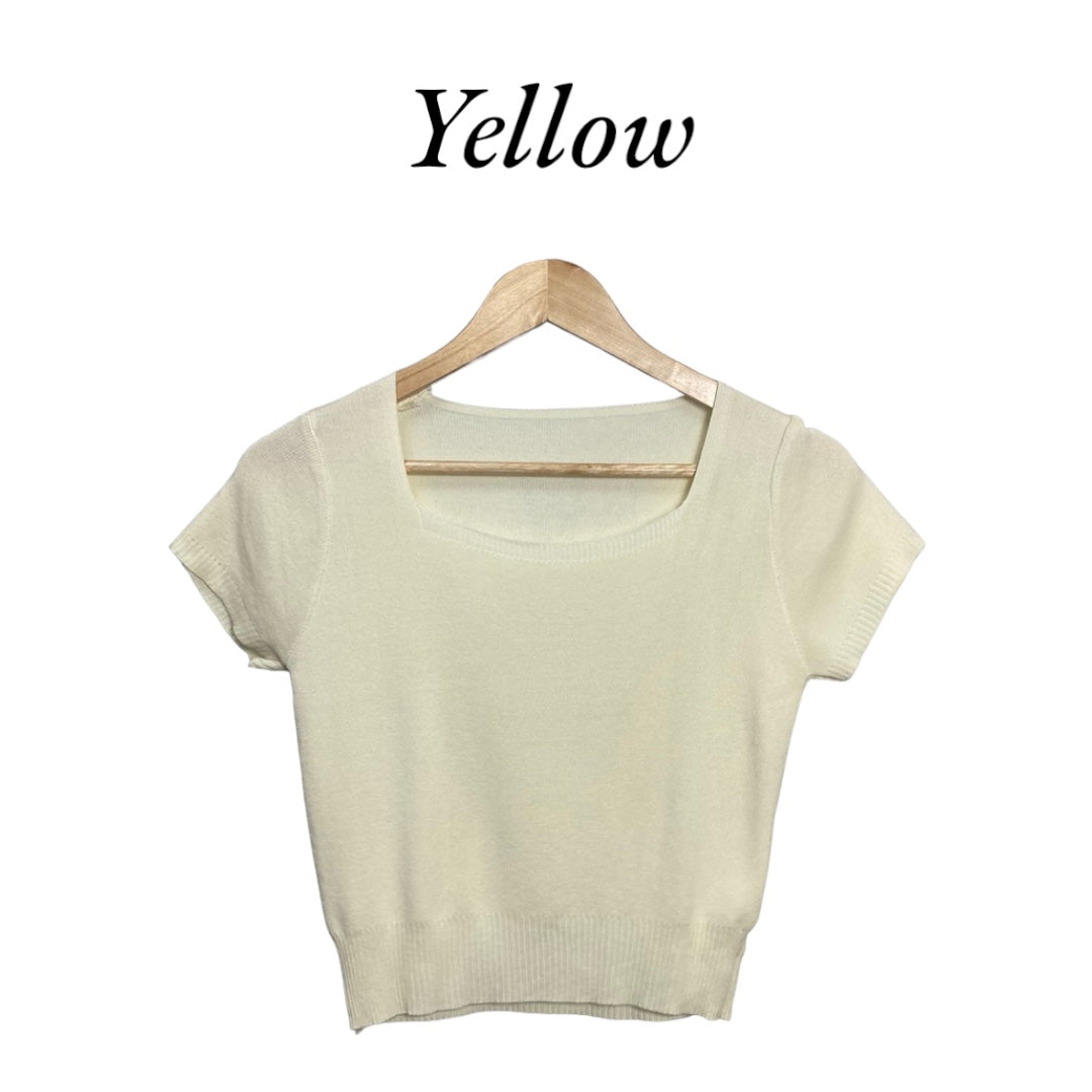 Square Neck Knit Top 3 color
