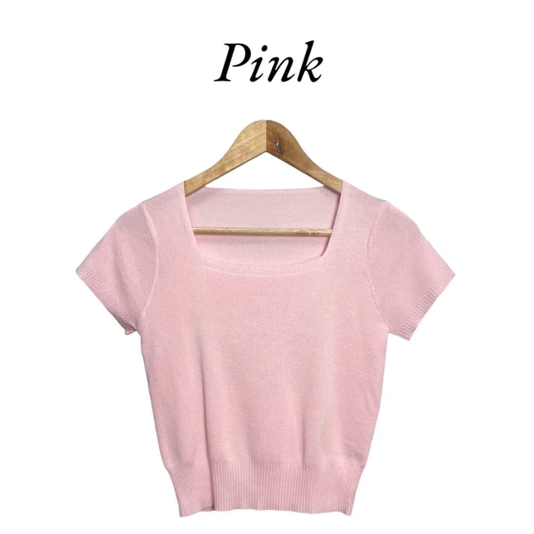 Square Neck Knit Top 3 color
