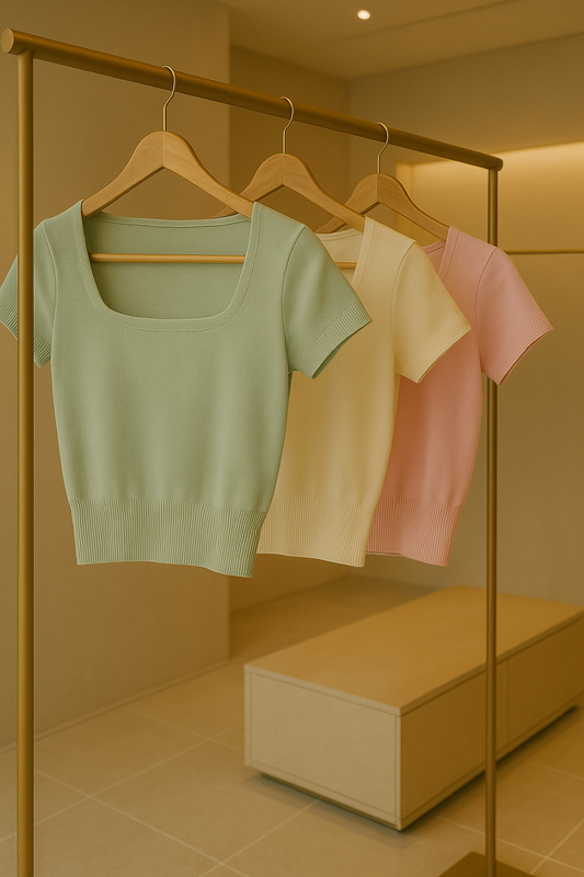 Square Neck Knit Top 3 color