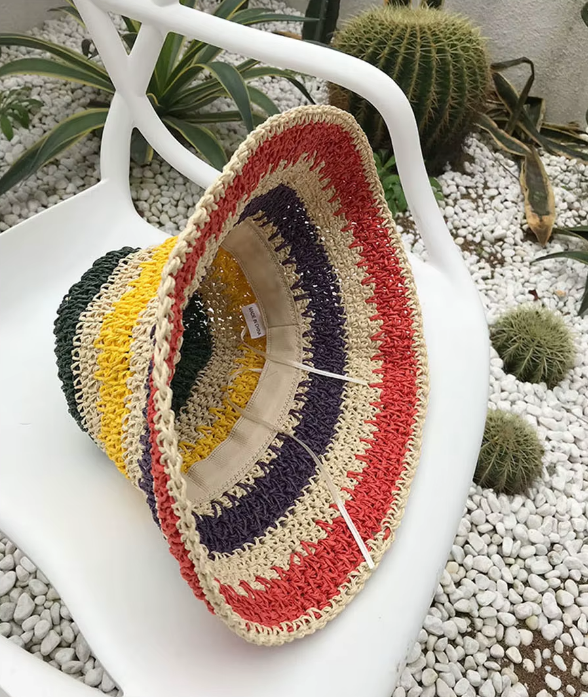 Colorful rainbow beanie hat to avoid the sun! Vacation hat